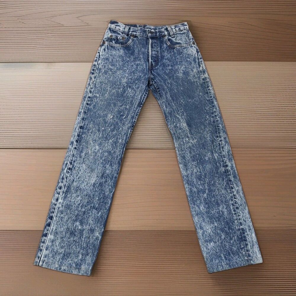 Vintage Levis 701 Student Fit Jeans Acid Wash USA Made Fits Modern 26 x 28.5